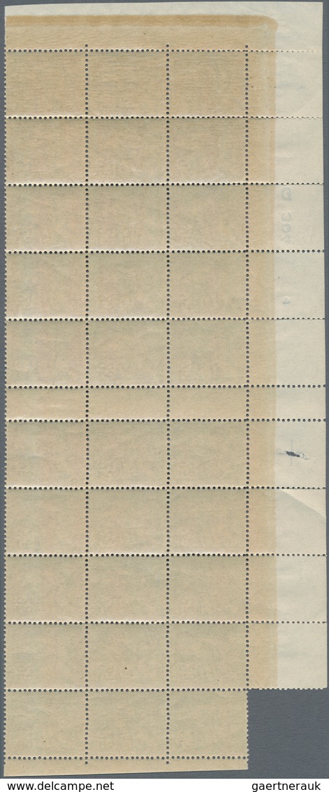 Frankreich: 1900, Mouchon 25c. Blue, Type II, Gutter Block Of 30 Stamps (folded, Partly Separated), - Other & Unclassified