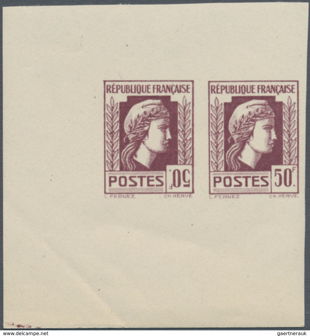 Frankreich: 1944, Definitives "Marianne", Not Issued, 50fr. Brownish Purple, Imperforate Essay, Hori - Autres & Non Classés