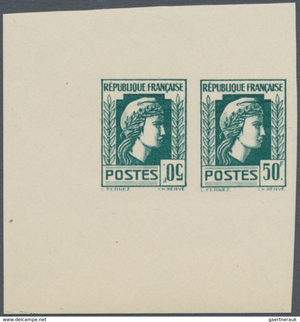 Frankreich: 1944, Definitives "Marianne", Not Issued, 50fr. Deep Bluish Green, Imperforate Essay, Ho - Other & Unclassified