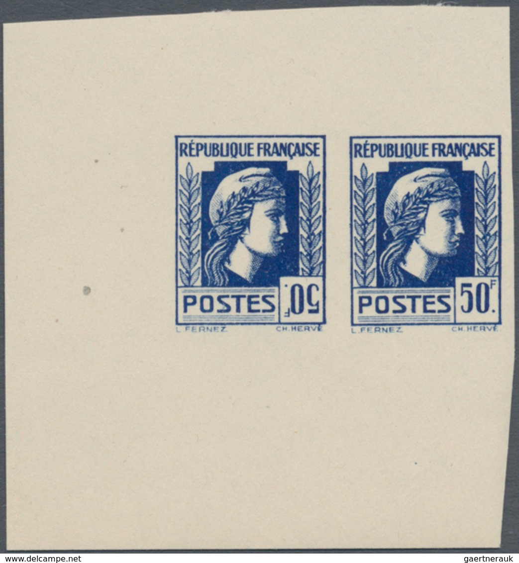 Frankreich: 1944, Definitives "Marianne", Not Issued, 50fr. Deep Blue, Imperforate Essay, Horizontal - Other & Unclassified