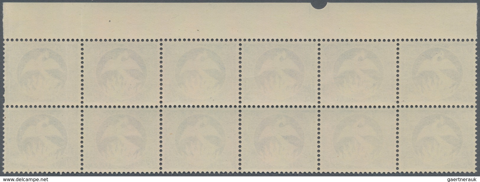 Frankreich: 1945, "Phoenix", Saving/Credit Stamps In Blue Without Value, Top Marginal Block Of 12, M - Autres & Non Classés