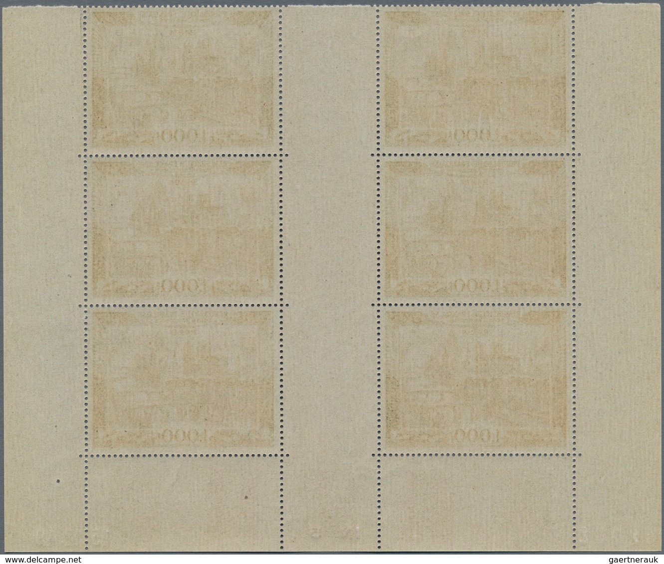 Frankreich: 1949/1950, Airmails 1000fr., Bottom Marginal Gutter Block Of Six With Coins Date "15.12. - Other & Unclassified