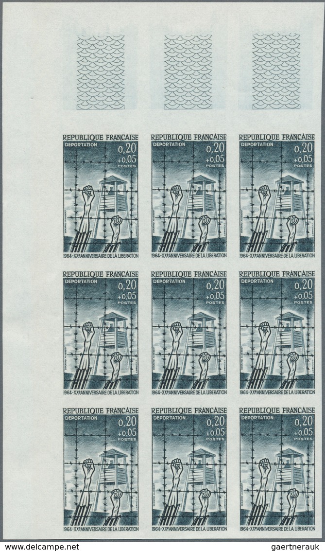 Frankreich: 1964, 20th Anniversary Of Liberation Complete Set Of Five In IMPERFORATE Blocks Of Nine - Other & Unclassified