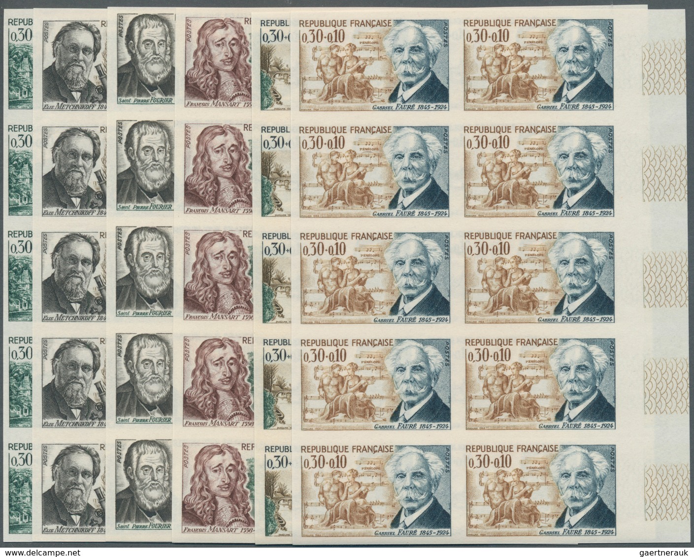 Frankreich: 1966, Prominent Persons Complete Set Of Six 0.30+0.10fr. Pierre Fourier, Francois Mansar - Other & Unclassified