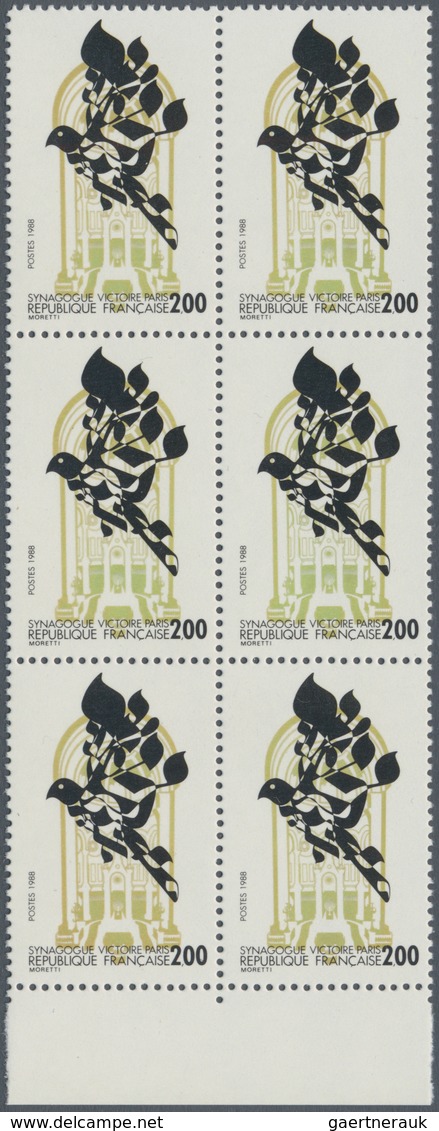 Frankreich: 1988, 75 Years Synagogue Victoire In Paris 2.00fr. In OLIVE Instead Of Gold Block Of Six - Other & Unclassified