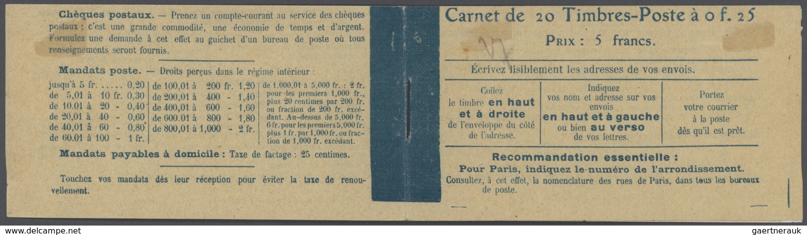 Frankreich - Markenheftchen: 1921, 25 C. Säerin, Komplettes Heftchen, Zähnung Sehr Stark Nach Links - Andere & Zonder Classificatie