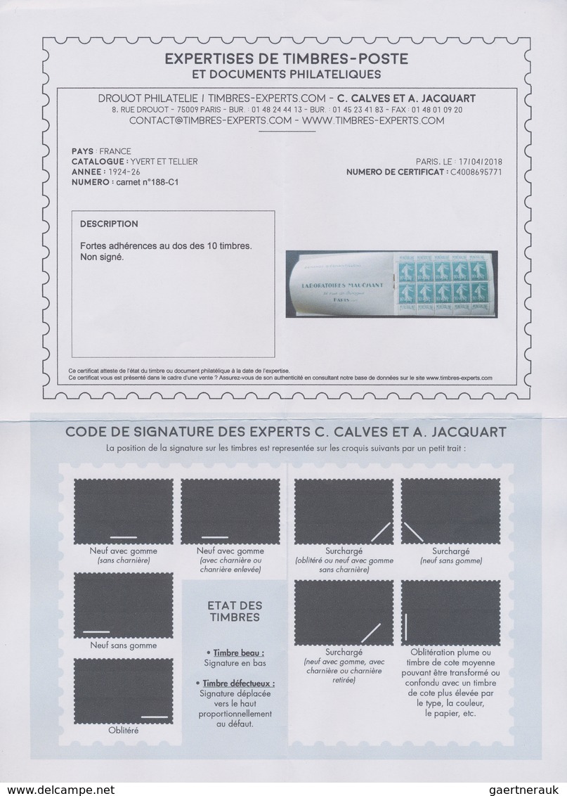 Frankreich - Markenheftchen: 1924/1926: Mineraline Booklet, Complete, Panel Of 10 Luxury Stamps, Adv - Other & Unclassified