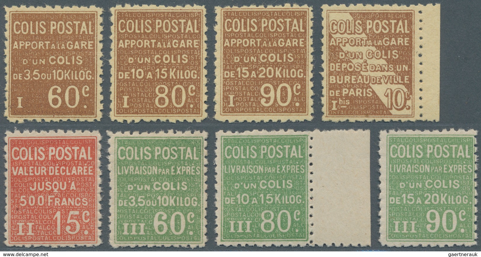 Frankreich - Postpaketmarken: 1924, Colis Postaux, Complete Set Of Eight Values, Not Issued, Unmount - Other & Unclassified