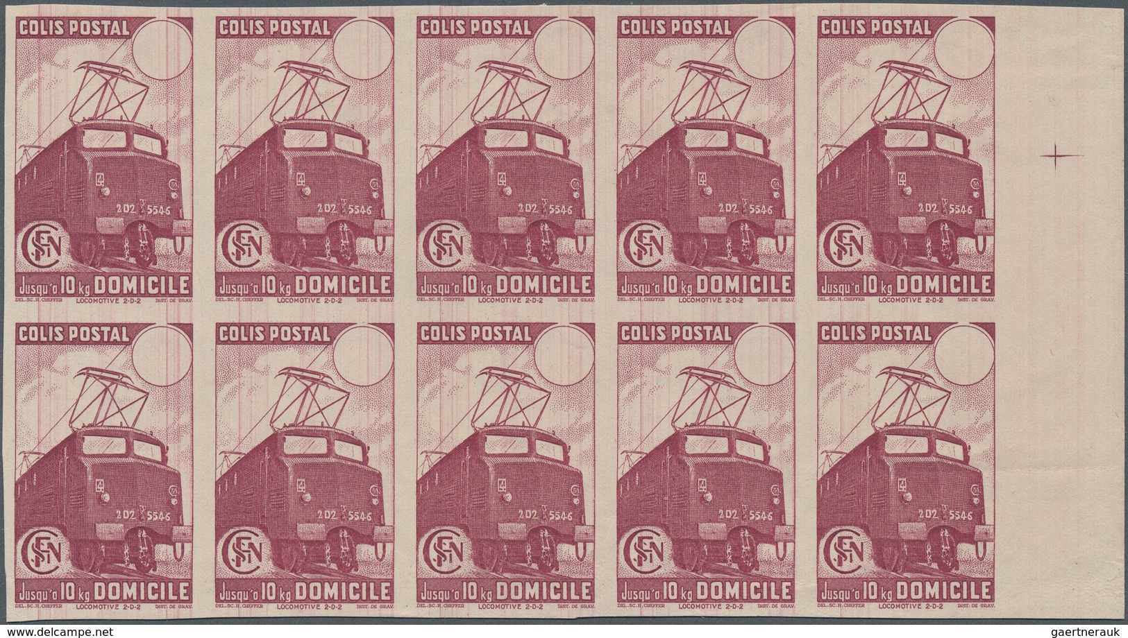 Frankreich - Postpaketmarken: 1945, Timbres De Prestation, Not Issued "Domicile" Claret With Blank V - Other & Unclassified