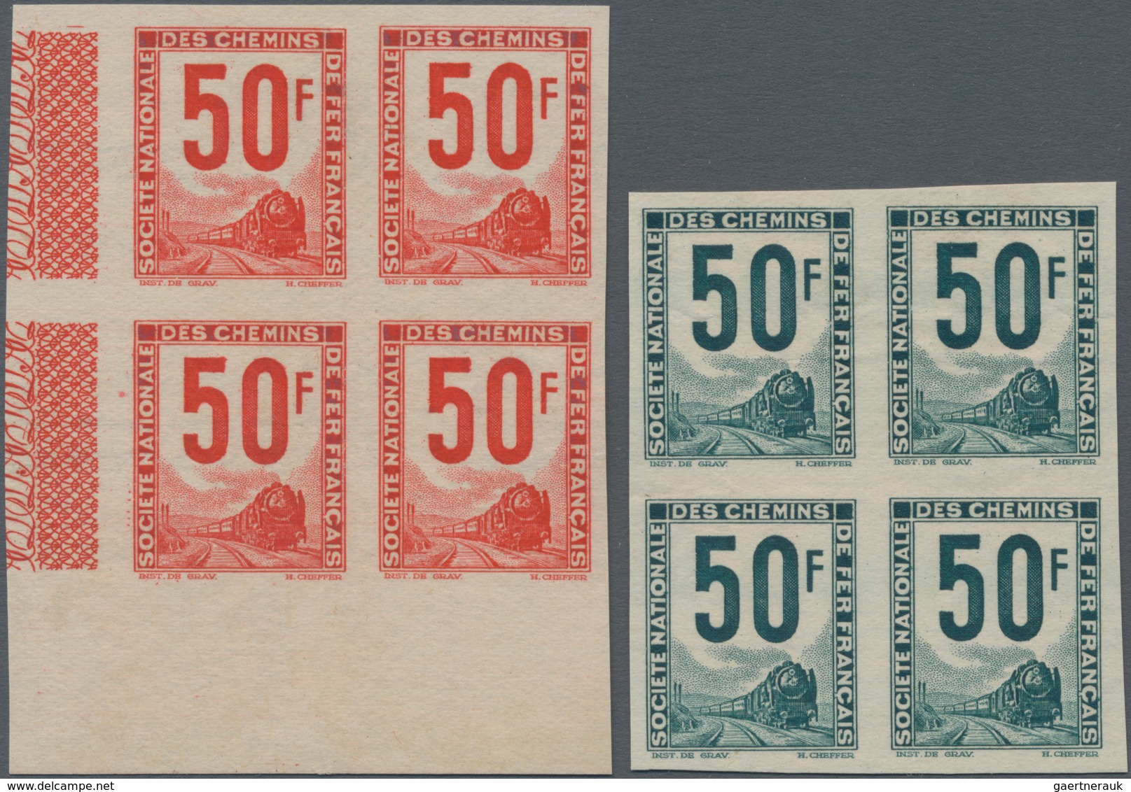 Frankreich - Postpaketmarken: 1944, Societe National Des Chemins De Fer Francais, 50fr. Red And 50fr - Other & Unclassified