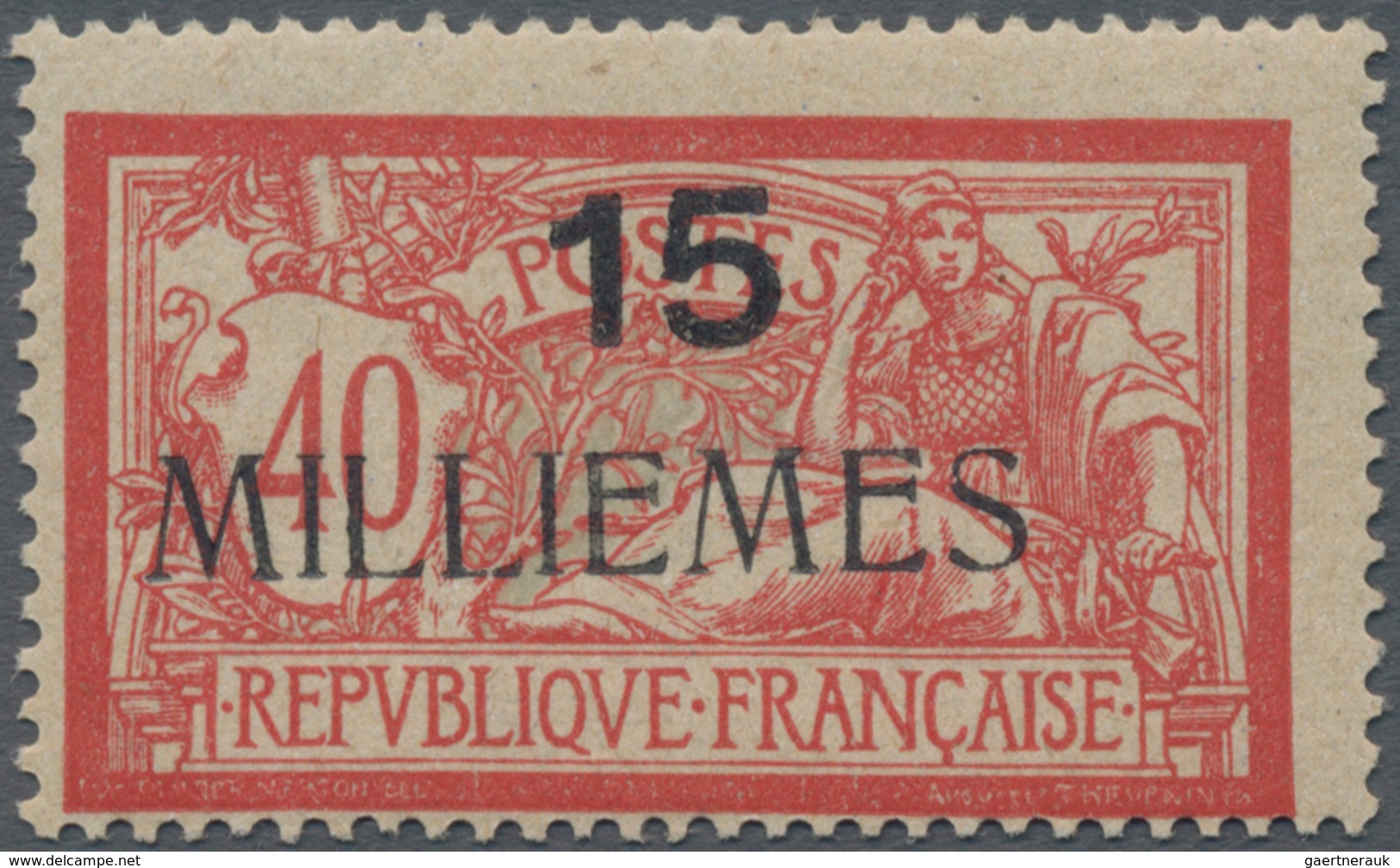 Französische Post In Ägypten - Port Said: 1921, 15m. On Merson 40c. Red/blue, Overprint On France (Y - Andere & Zonder Classificatie