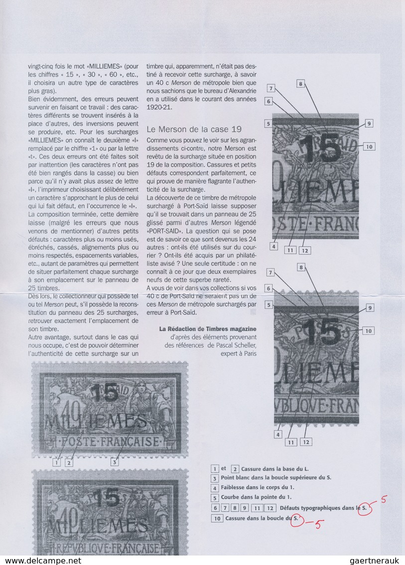 Französische Post In Ägypten - Port Said: 1921, 15m. On Merson 40c. Red/blue, Overprint On France (Y - Otros & Sin Clasificación