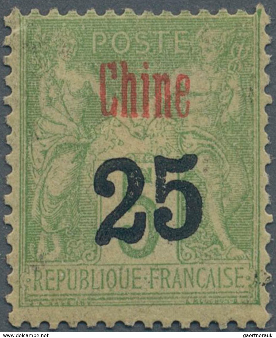 Französische Post In China: 1900, "25" On 5c. Yellow-green, Essay, Mint Original Gum With Paper Adhe - Other & Unclassified