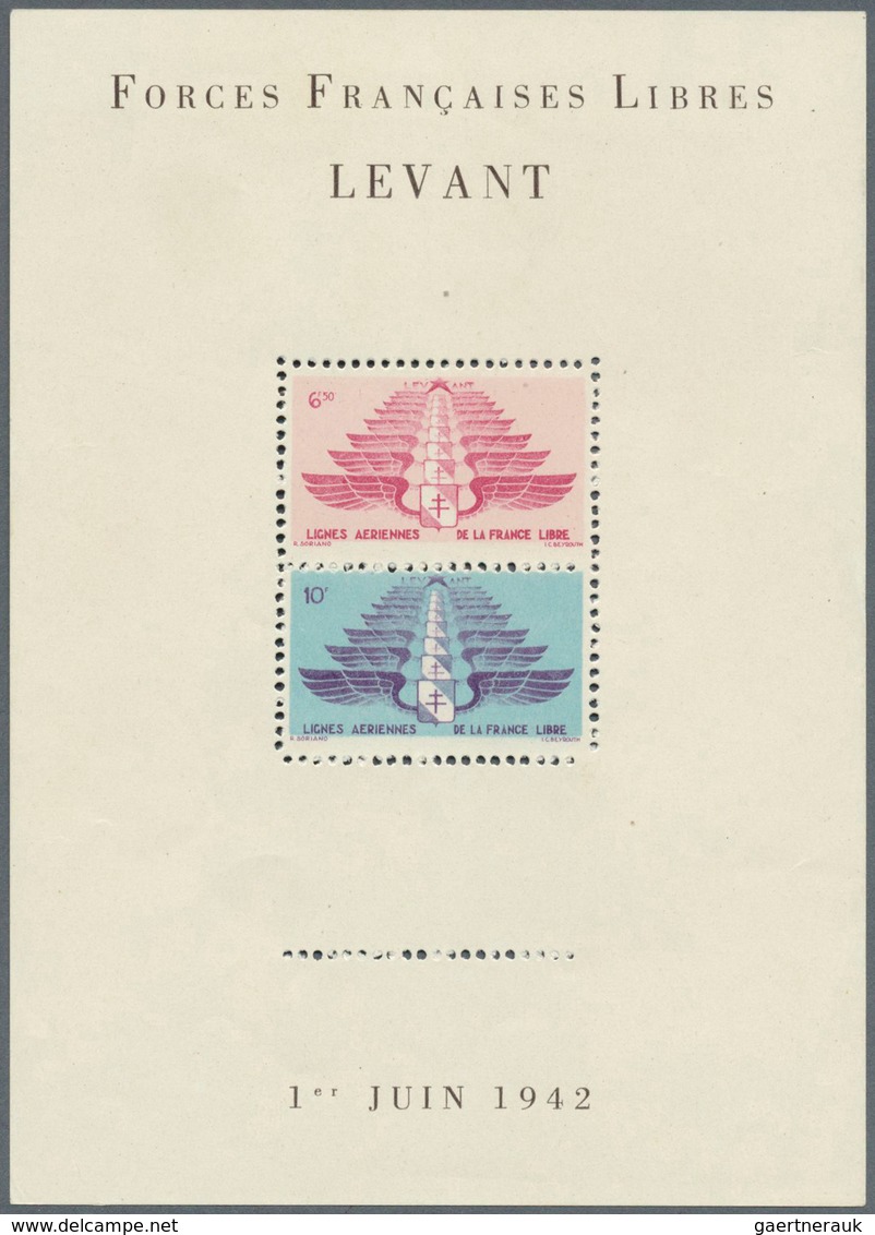Französische Post In Der Levante: 1942, "FORCES FRANCAISES LIBRES AU LEVANT" Souvenir Sheet Showing - Other & Unclassified