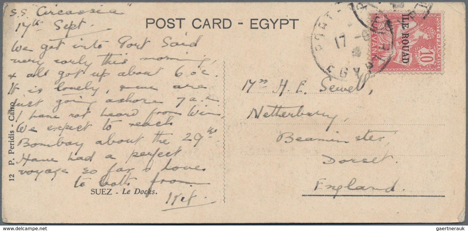 Französische Besetzung I. WK - Insel Ruad: 1920, Pc Showing "The Docks Of Port Said" Franked With 10 - Andere & Zonder Classificatie