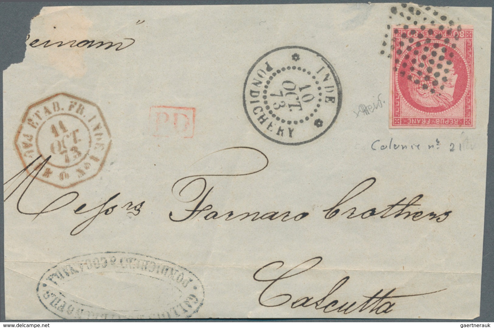 Französische Kolonien - Allgemeine Ausgabe: 1872, Folded Letter Franked With 20 Cent. Ceres Regular - Otros & Sin Clasificación