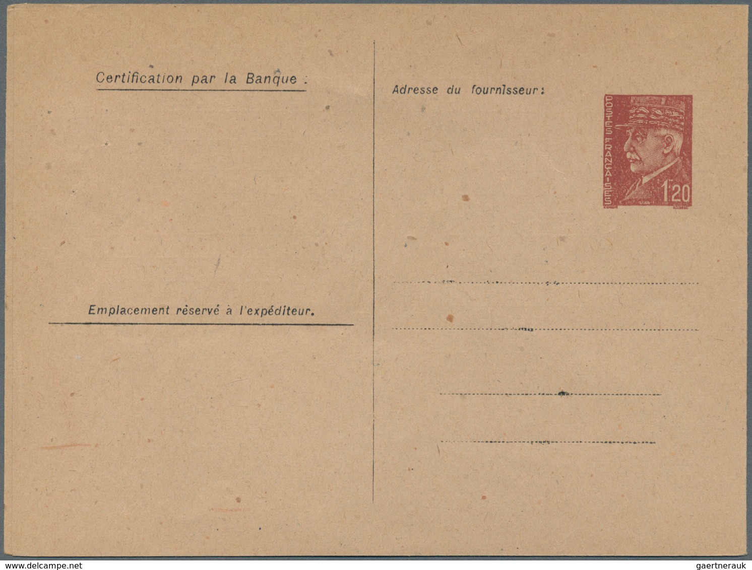 Frankreich - Ganzsachen: 1941 Unused Preprinted Service Postal Stationery Card For Textile Rationing - Other & Unclassified