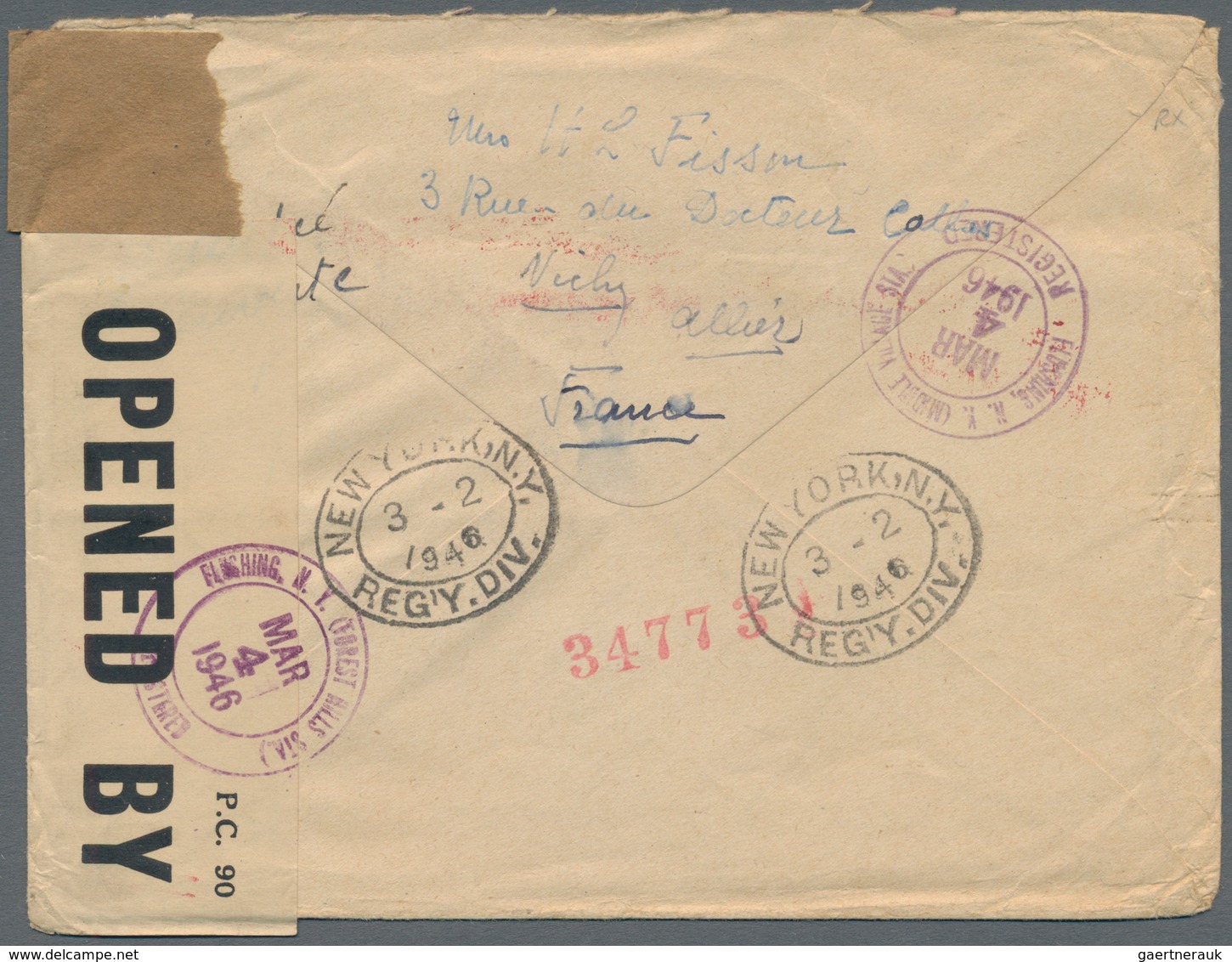 Frankreich - Ganzsachen: 1941, INTERCEPTED MAIL, 1 F Red "Iris" Pse, Uprated With 2 X 2 F Rose-carmi - Otros & Sin Clasificación