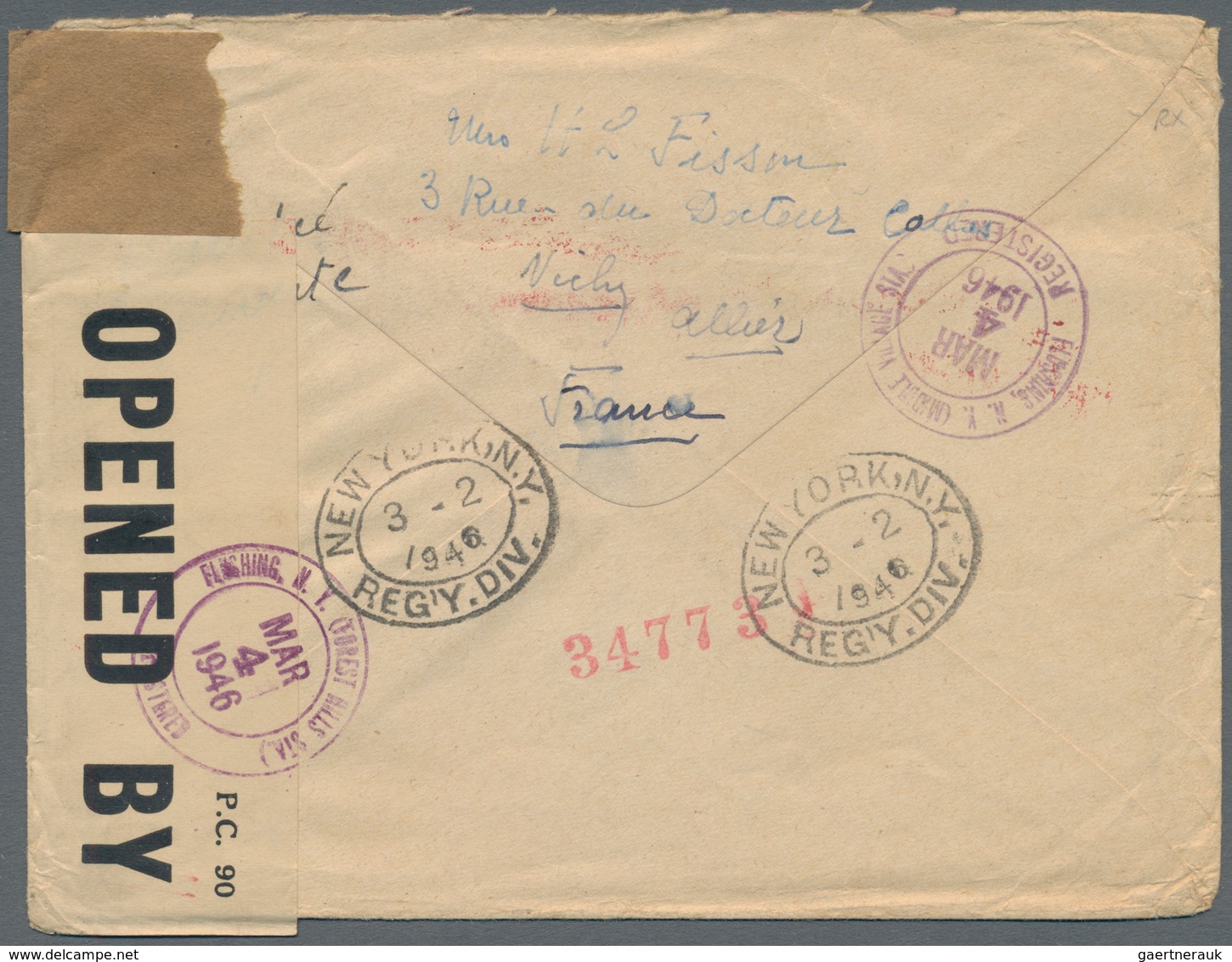 Frankreich - Ganzsachen: 1941, INTERCEPTED MAIL, 1 F Red "Iris" Pse, Uprated With 2 X 2 F Rose-carmi - Andere & Zonder Classificatie