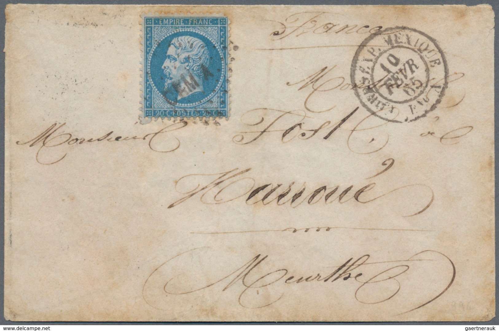 Frankreich - Stempel: 1865, Corps Expeditionnaire Du Mexique, Clear Strike Of "CEM A" Losange On Let - 1801-1848: Precursors XIX