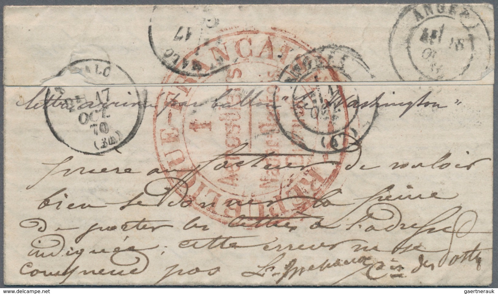 Frankreich - Ballonpost: BALLON MONTÉ 1870 - Entire Letter Dated Inside „Sept 30“ With Red Cachet Of - 1960-.... Brieven & Documenten