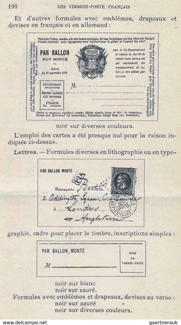 Frankreich - Ballonpost: 1872 THE ONLY KNOWN POSTALLY USED EXAMPLE OF THE PROPAGANDA "PAR BALLON MON - 1960-.... Covers & Documents