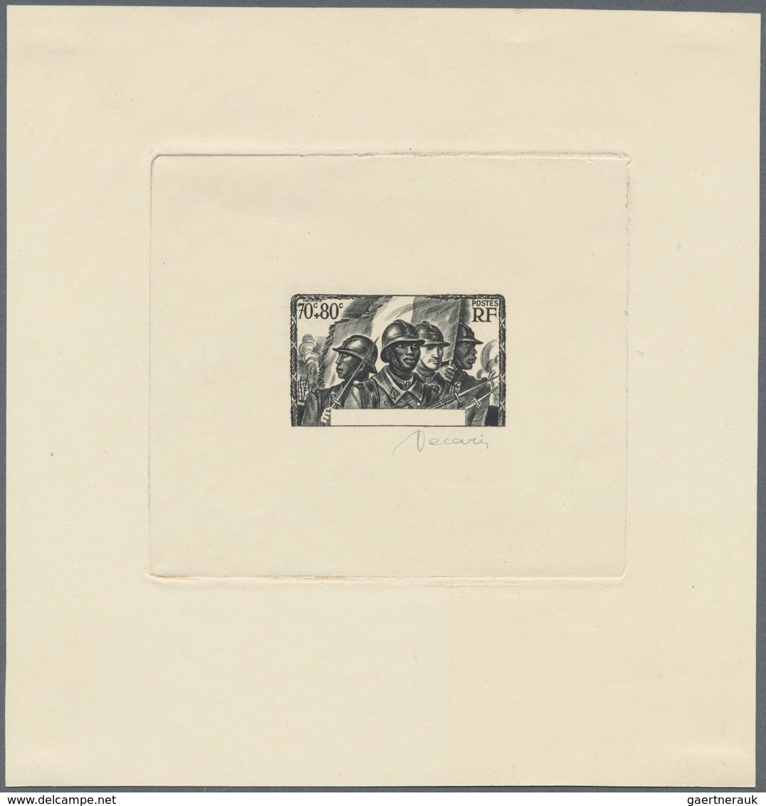 Frankreich - Besonderheiten: 1941. Epreuve D'artiste Signee In Black For A NON-ISSUED 70c+80c Stamp - Andere & Zonder Classificatie