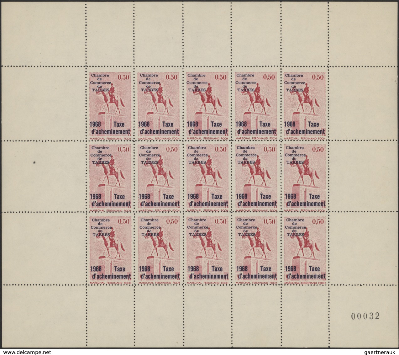 Frankreich - Besonderheiten: 1968, TARBES, POSTAL STRIKE Stamps, 0,50 F Red "statue Of Marechal Foch - Otros & Sin Clasificación