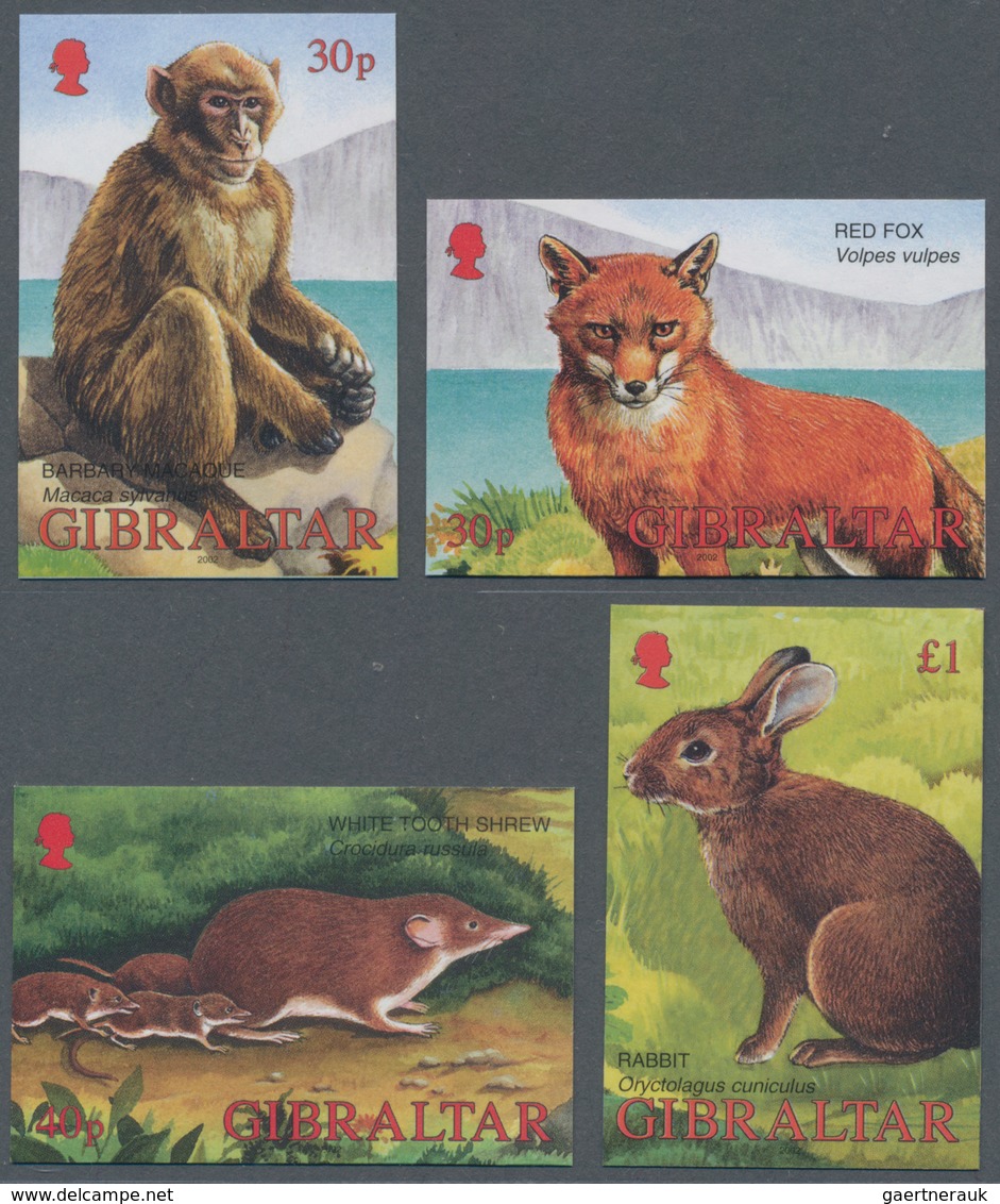 Gibraltar: 2002. Complete Set "Indigenous Animals" (4 Values) In IMPERFORATE Single Stamps Showing " - Gibraltar