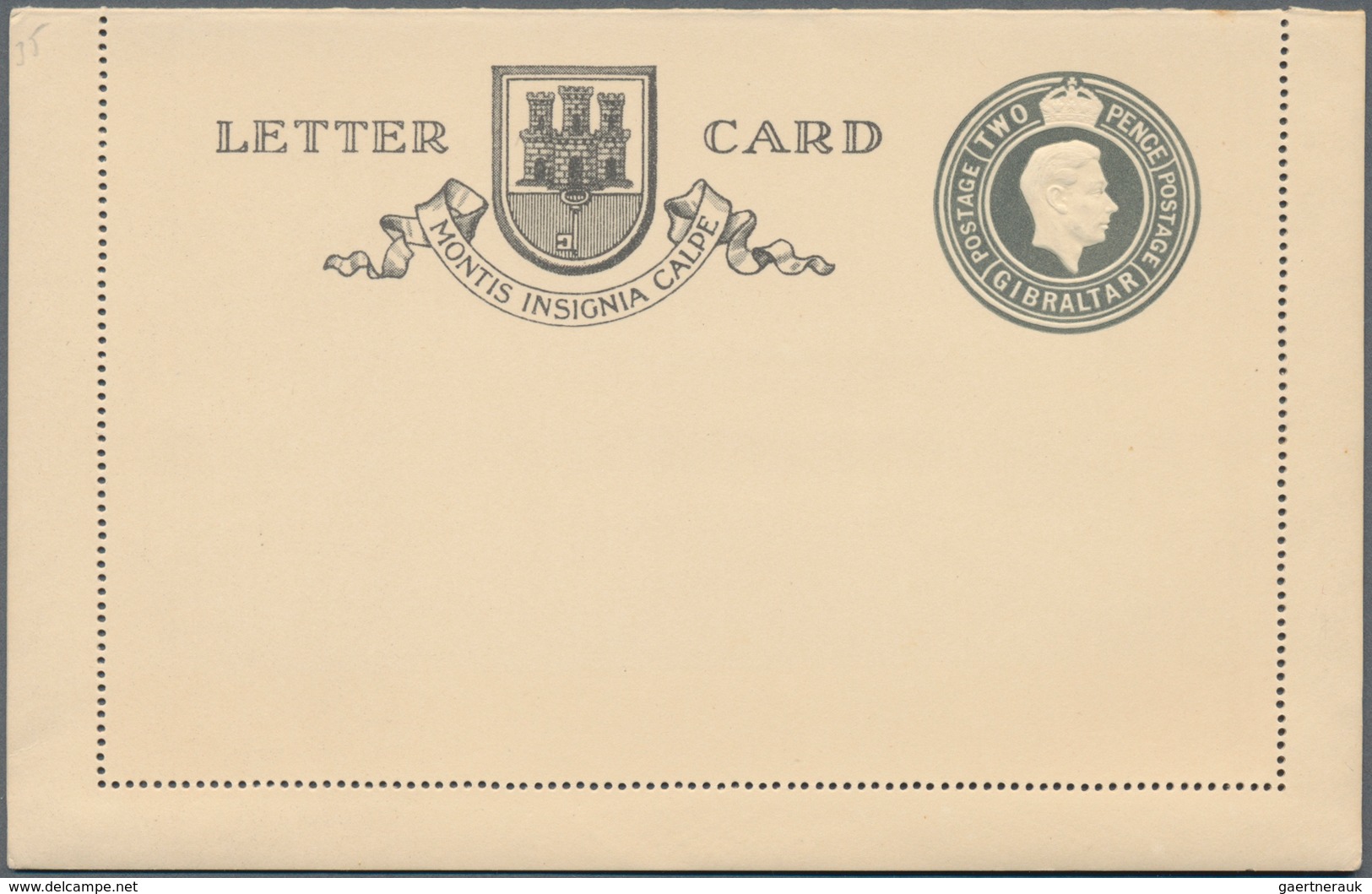 Gibraltar - Ganzsachen: 1933/38 Two Unused Pictured Postal Stationery Lettercards 2 P (KGV) Grey On - Gibraltar