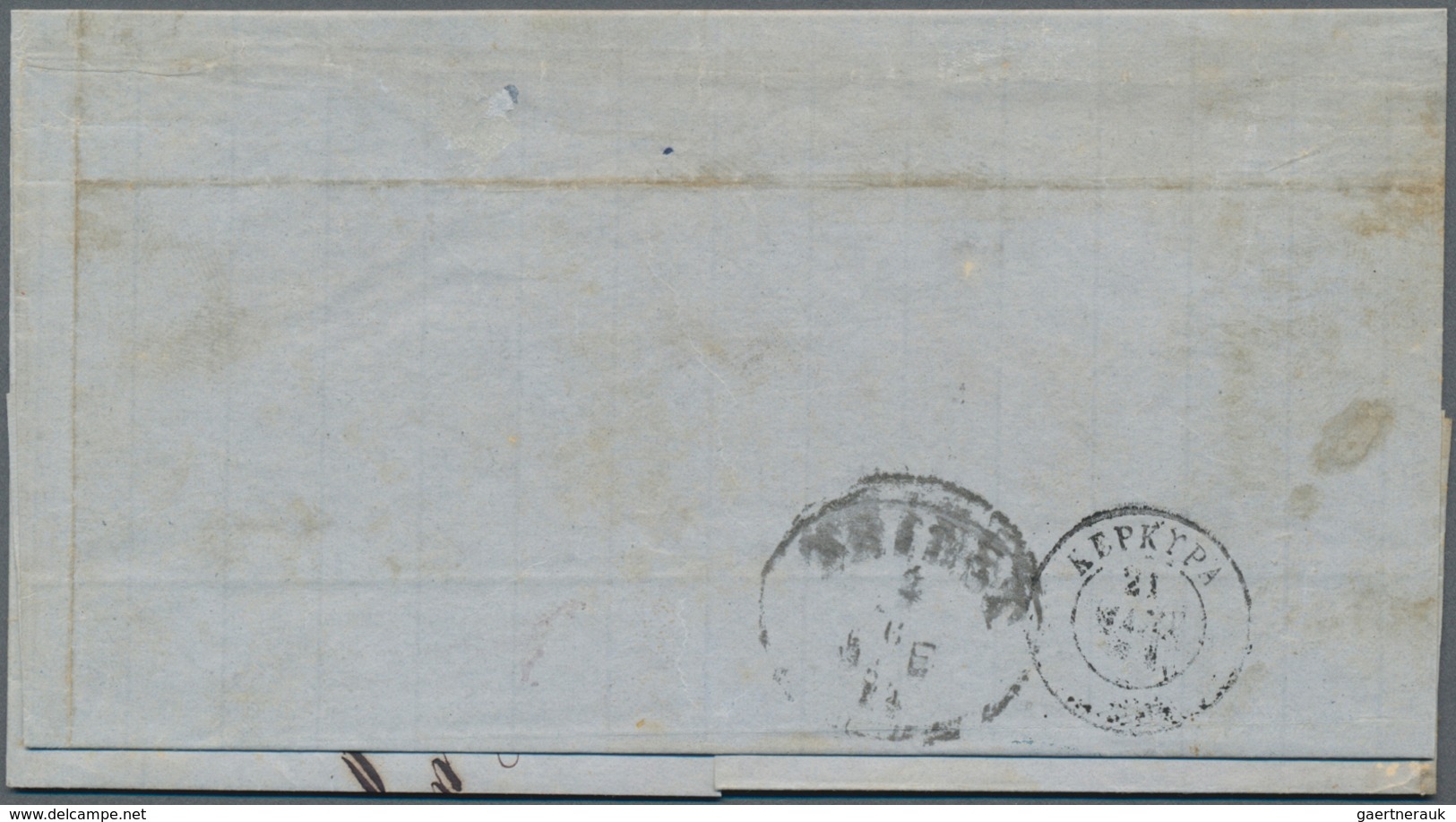 Griechenland: 1874, Folded Envelope Bearing Three 5 L. Green With Numeral "5" On Reverse (removed An - Other & Unclassified