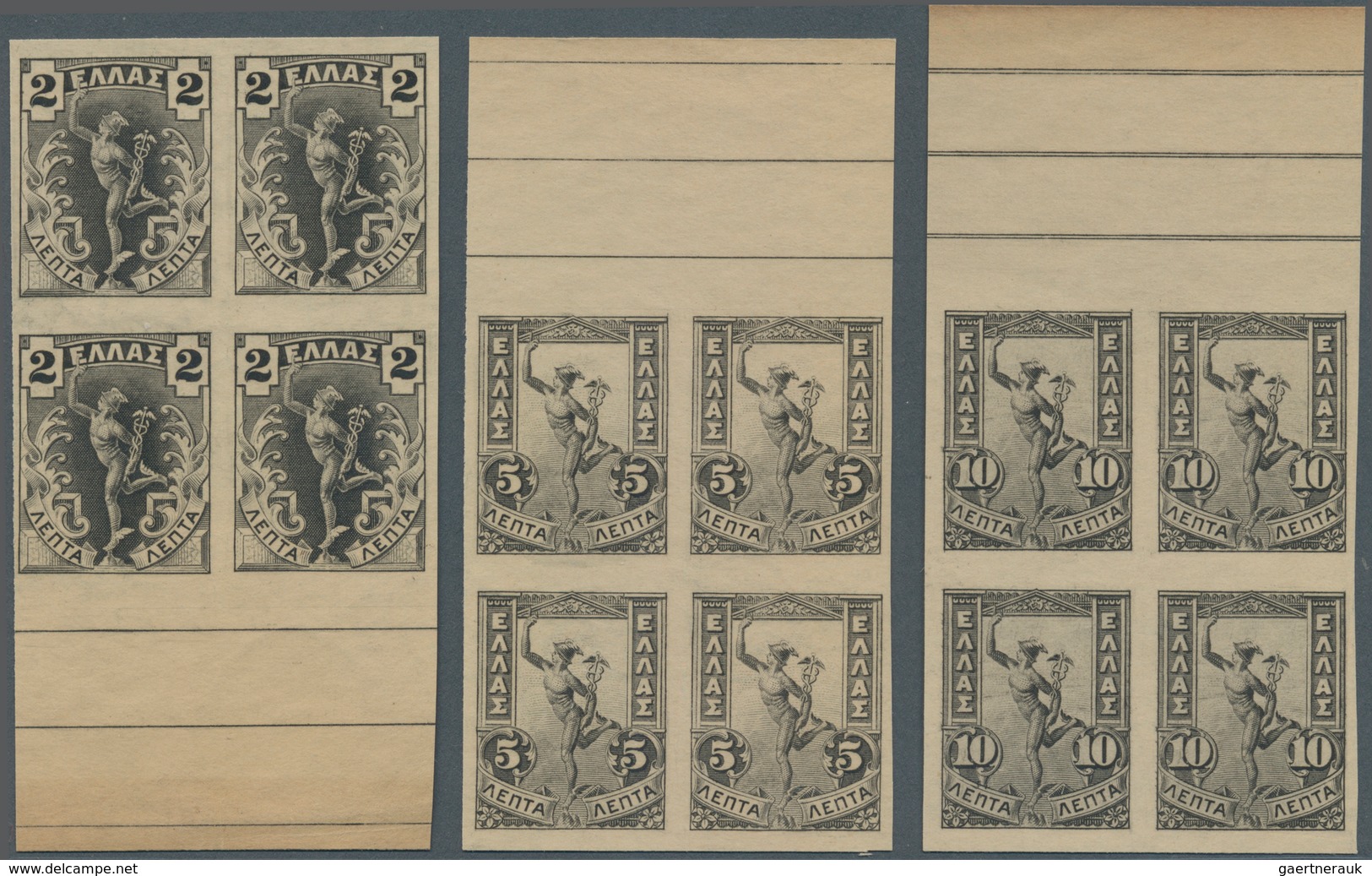 Griechenland: 1901. Definitives. Hermes After Mercury. PLATE PROOFS (Perkins, Bacon & Co.): 2 L, 5L, - Andere & Zonder Classificatie