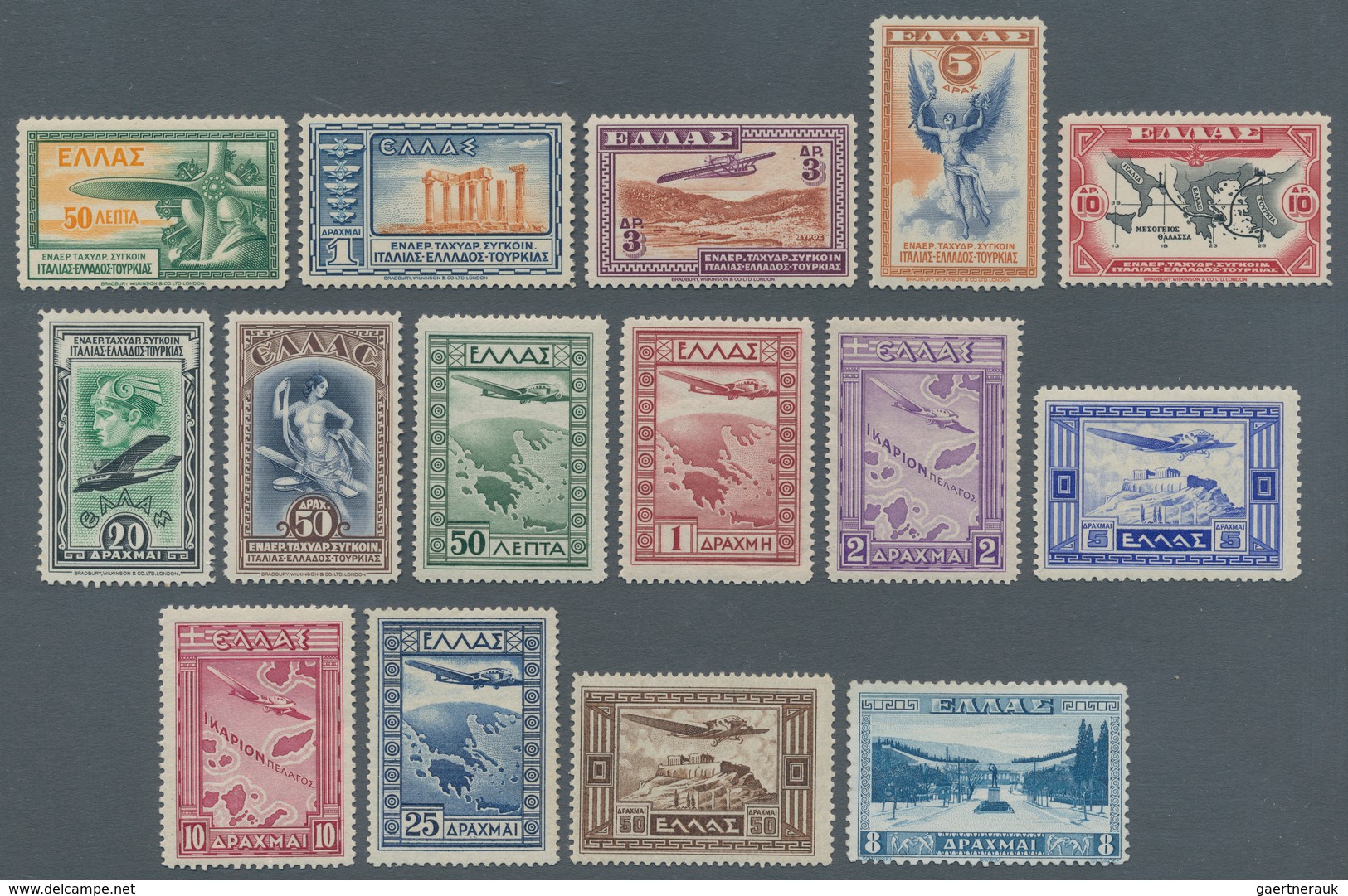 Griechenland: 1933, Beide Sätze Flugpost; 1934, Freimarke 8 Dr.; Drei Postfrische Ausgaben (Mi. 740 - Other & Unclassified