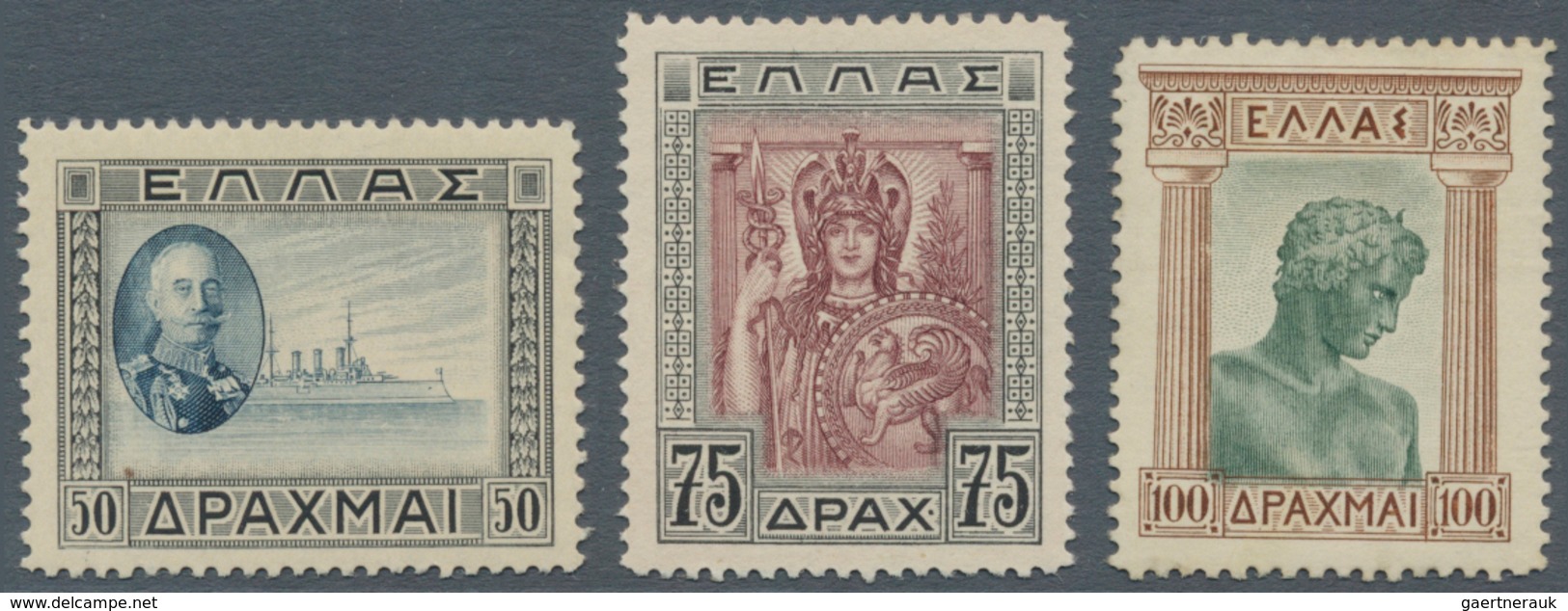 Griechenland: 1933, Definitives, Three Values Complete, Regummed. - Other & Unclassified