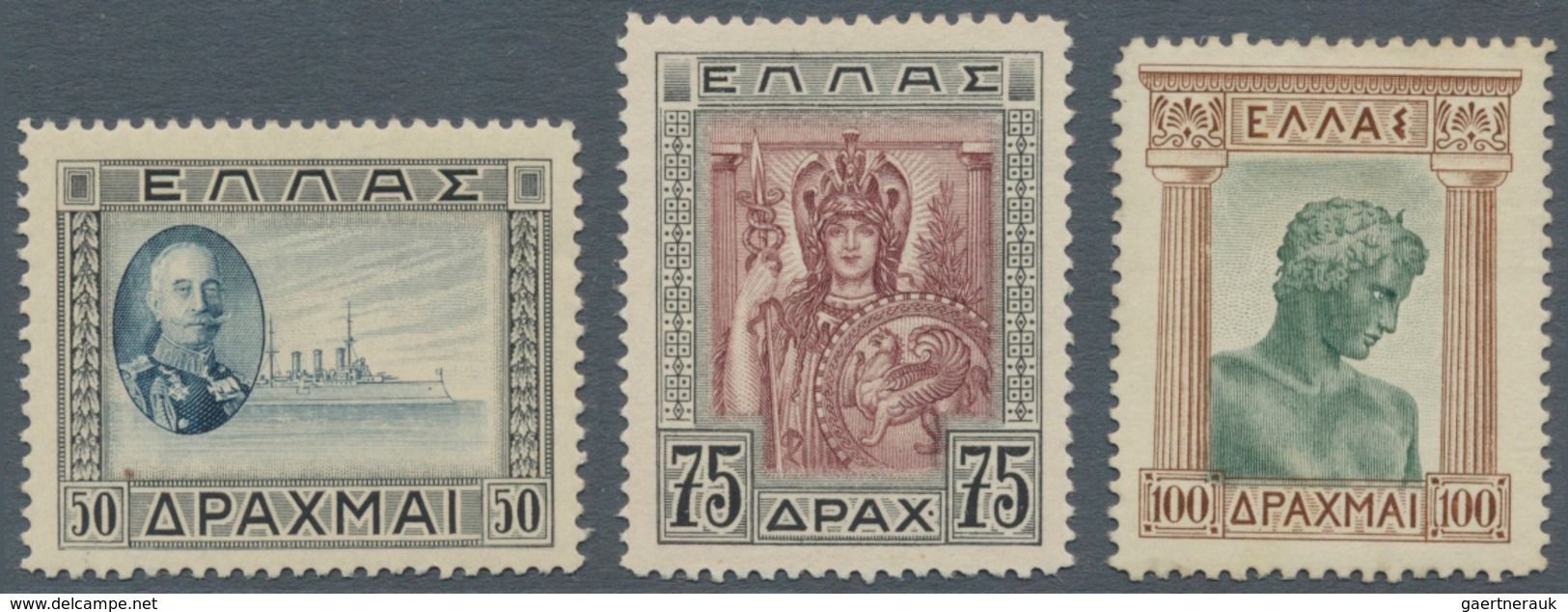 Griechenland: 1933, Definitives, Three Values Complete, Regummed. - Andere & Zonder Classificatie