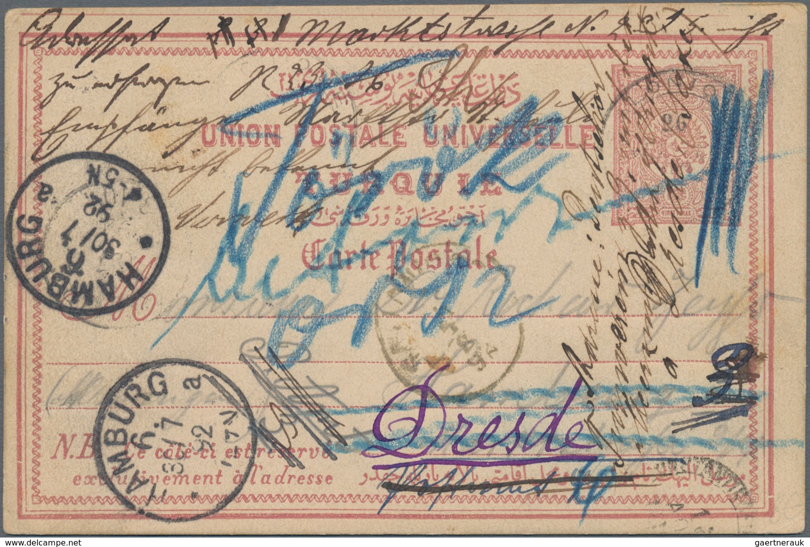 Griechenland - Stempel: 1892, Turkey 20 Para Postal Stationery Card Tied By "SALONIQUE TURQUIE" Cds. - Marcofilia - EMA ( Maquina De Huellas A Franquear)