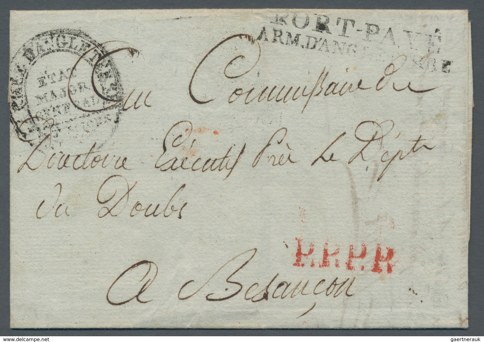 Großbritannien - Vorphilatelie: 1798, L2 PORT-PAYE / ARM. D'ANGLETERR Beside Oval Postmark ARMEE D'A - ...-1840 Prephilately