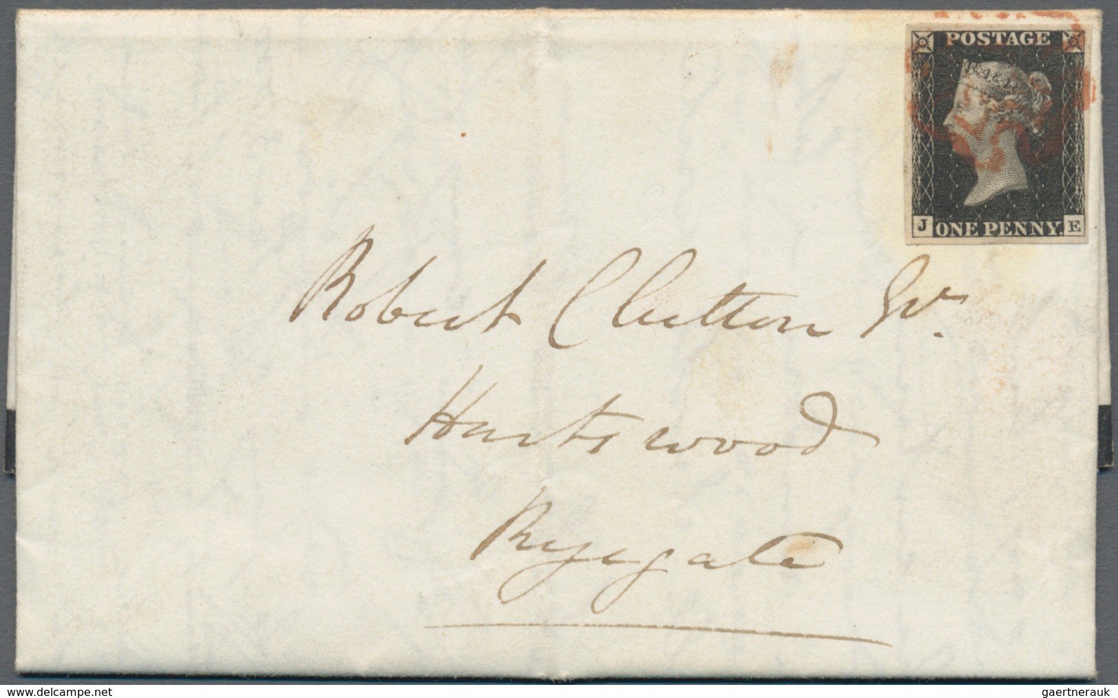 Großbritannien: 1840 1d. Black, Lettered J-E, Used On Folded Mourning Letter From Petworth, Tied By - Other & Unclassified