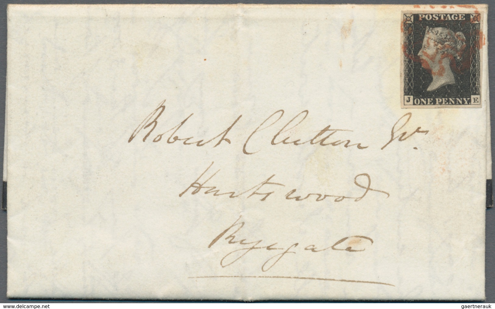 Großbritannien: 1840 1d. Black, Lettered J-E, Used On Folded Mourning Letter From Petworth, Tied By - Andere & Zonder Classificatie