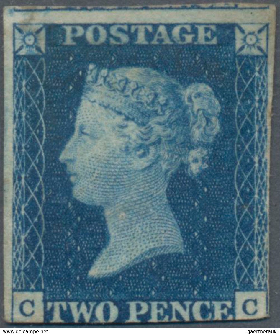 Großbritannien: 1840, 2d. Deep Full Blue, Intense Colour, Cut Into At Base Otherwise Close To Huge M - Other & Unclassified