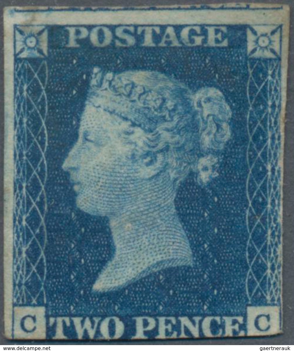 Großbritannien: 1840, 2d. Deep Full Blue, Intense Colour, Cut Into At Base Otherwise Close To Huge M - Andere & Zonder Classificatie