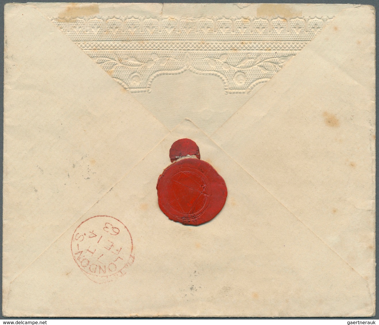 Großbritannien: 1863, 1d. Rose-red On Valentine's Cover, Oblit. By 466 Liverpool Duplex FE 13 63 To - Andere & Zonder Classificatie