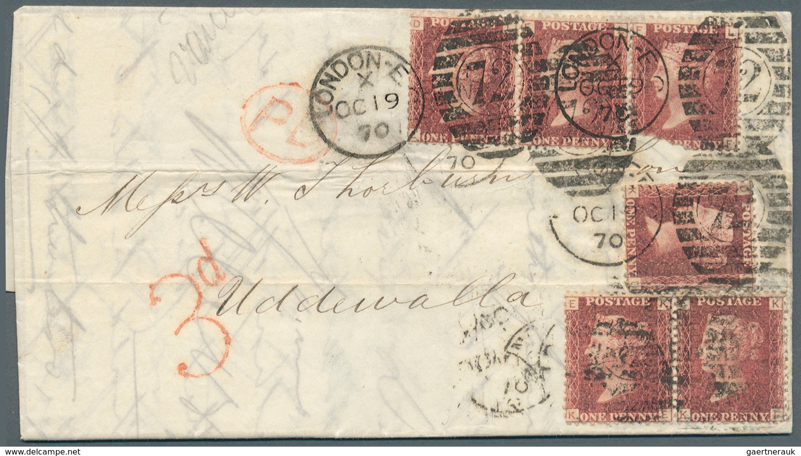 Großbritannien: 1870 (Oct 19), Destination SWEDEN: Entire From London To Uddewalla Franked With Six - Other & Unclassified