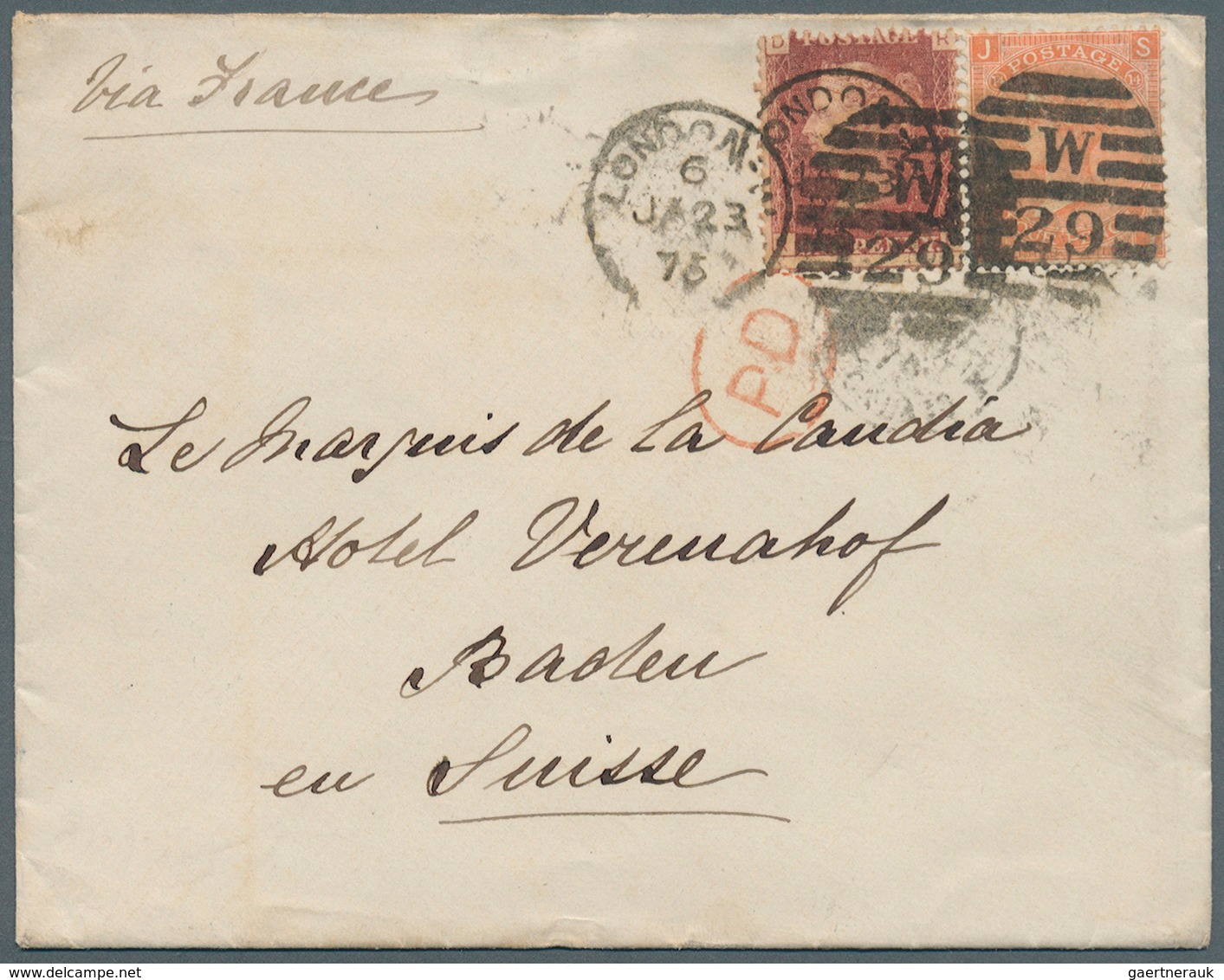 Großbritannien: 1875 (Jan 23), 4d Vermilion From Plate 14 (1873) Along With 1d (Pl.165) On Cover Fro - Andere & Zonder Classificatie