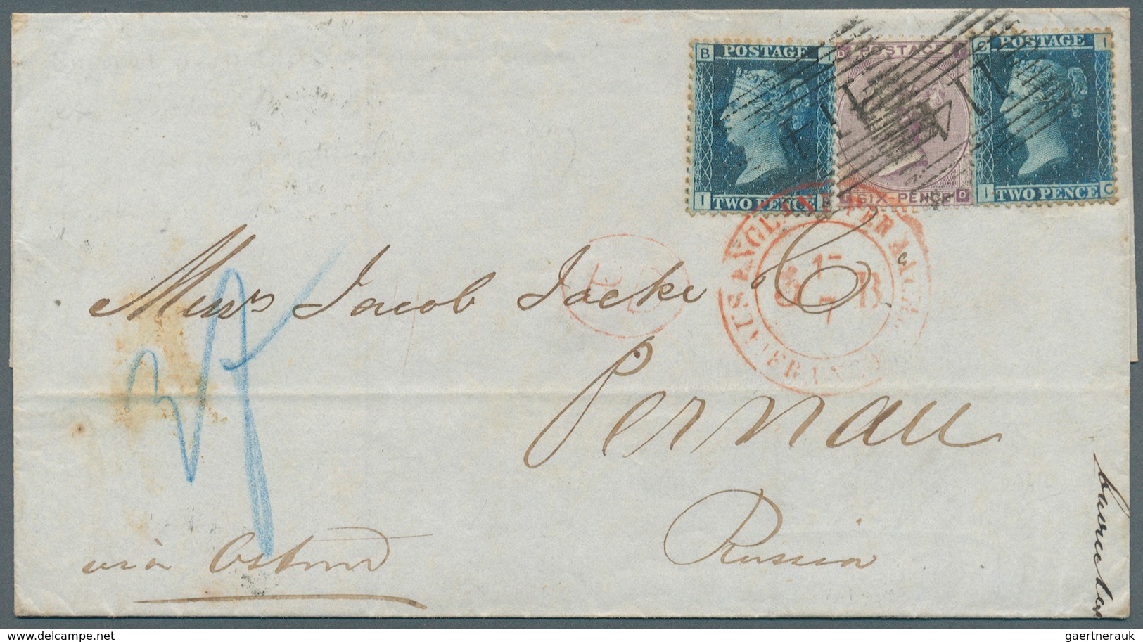 Großbritannien: 1863, Destination ESTONIA/RUSSIA From SCOTLAND: Folded Cover From Dundee To Pernau, - Other & Unclassified