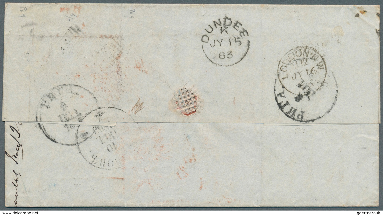 Großbritannien: 1863, Destination ESTONIA/RUSSIA From SCOTLAND: Folded Cover From Dundee To Pernau, - Other & Unclassified