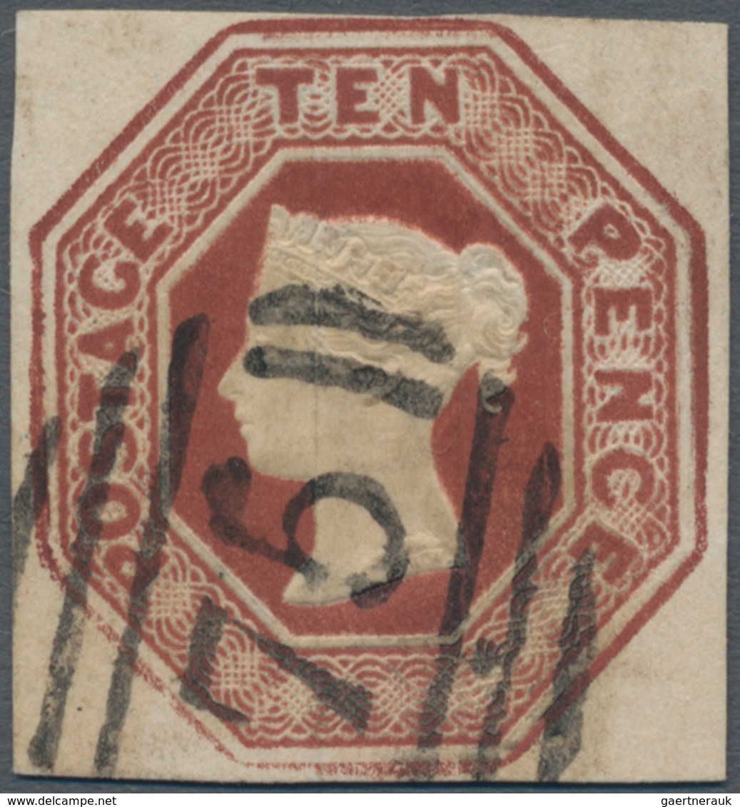 Großbritannien: 1848/1854, Embossed Issue, 10d. Brown, Fresh Colour And Close To Full Margins, Clear - Andere & Zonder Classificatie