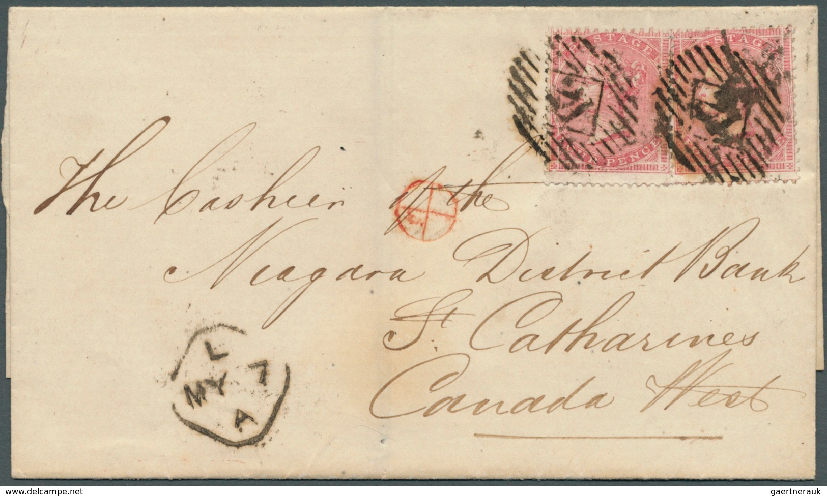 Großbritannien: 1855, 4 Pence Rose-purple Horizontal Pair Cancelled "21" London On Folded Letter To - Other & Unclassified