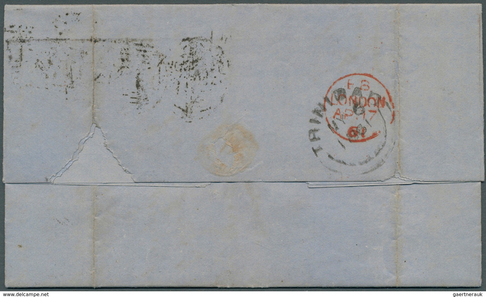 Großbritannien: 1856, 6 Pence Purple-violet Cancelled "159" GLASGOW On Folded Letter 1861 Via London - Other & Unclassified