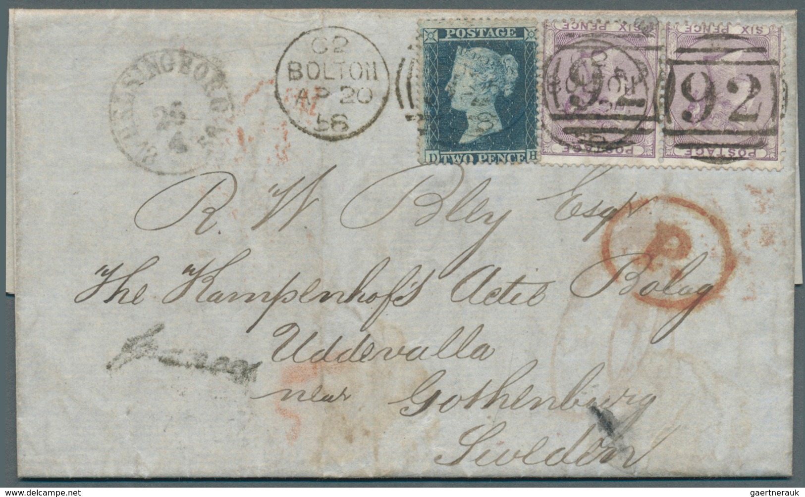 Großbritannien: 1858 (Apr 20), Destination SWEDEN: Entire (invoice From Soho Iron Works) From Bolton - Other & Unclassified